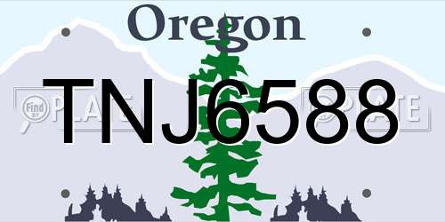 TNJ6588 Oregon License Plate