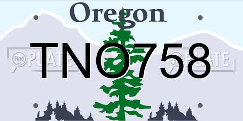 TNO758 Oregon License Plate