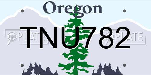 TNU782 Oregon License Plate