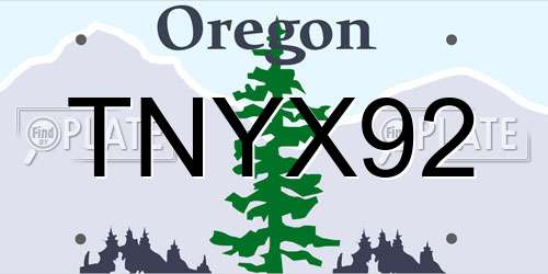 TNYX92 Oregon License Plate