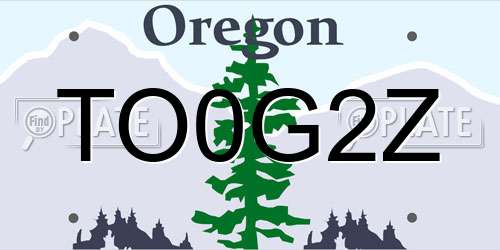 TO0G2Z Oregon License Plate