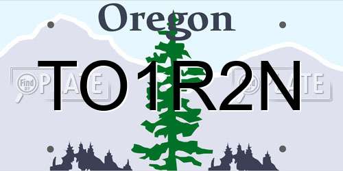 TO1R2N Oregon License Plate