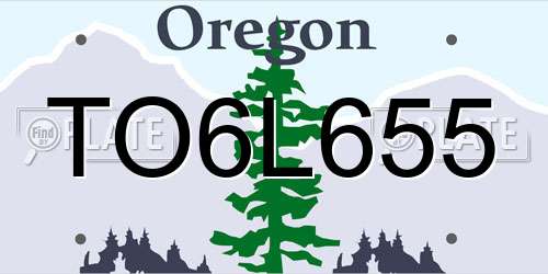 TO6L655 Oregon License Plate