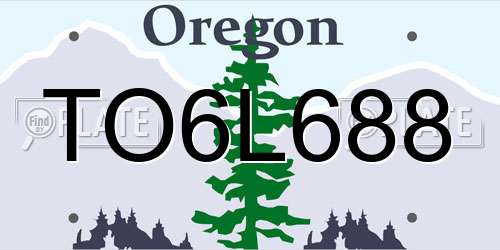 TO6L688 Oregon License Plate