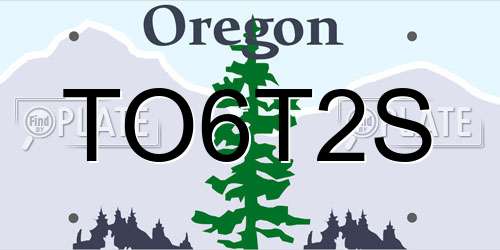 TO6T2S Oregon License Plate