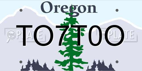 TO7T0O Oregon License Plate