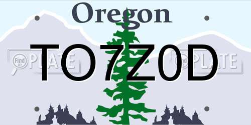 TO7Z0D Oregon License Plate