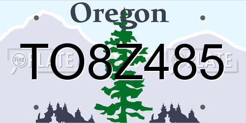 TO8Z485 Oregon License Plate