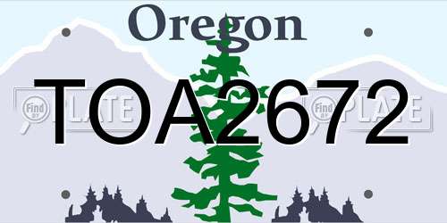 TOA2672 Oregon License Plate