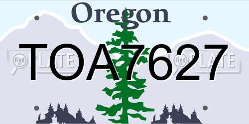 TOA7627 Oregon License Plate