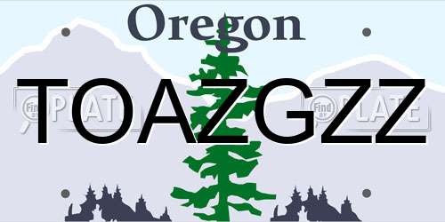 TOAZGZZ Oregon License Plate