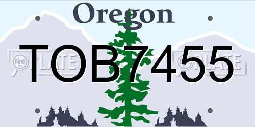 TOB7455 Oregon License Plate