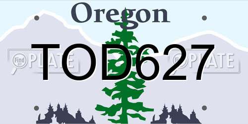 TOD627 Oregon License Plate