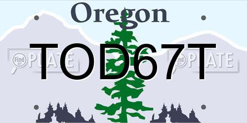 TOD67T Oregon License Plate