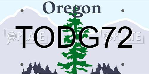 TODG72 Oregon License Plate