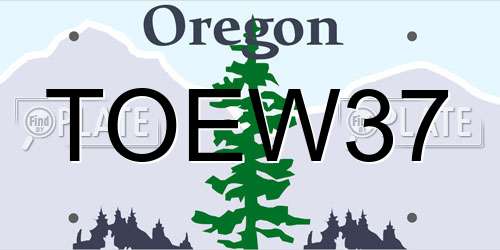 TOEW37 Oregon License Plate