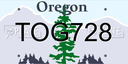 TOG728 Oregon License Plate