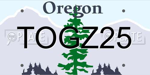 TOGZ25 Oregon License Plate