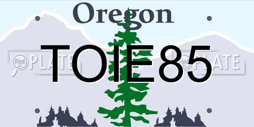 TOIE85 Oregon License Plate