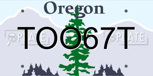 TOO67T Oregon License Plate
