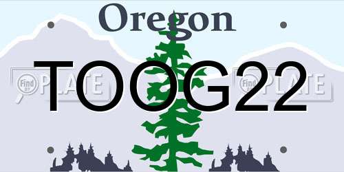 TOOG22 Oregon License Plate