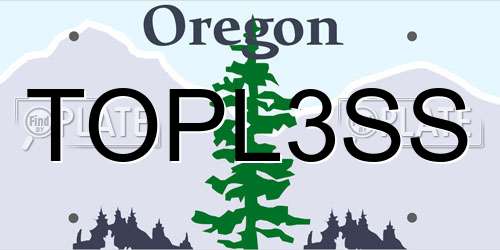 TOPL3SS Oregon License Plate