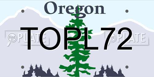TOPL72 Oregon License Plate