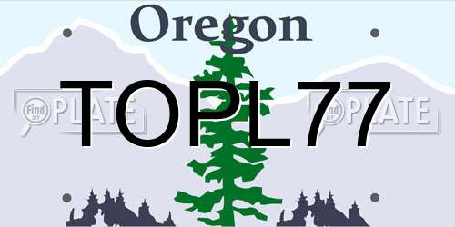 TOPL77 Oregon License Plate