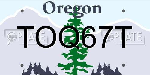 TOQ67T Oregon License Plate