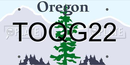 TOQG22 Oregon License Plate