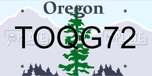 TOQG72 Oregon License Plate