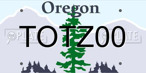 TOTZ00 Oregon License Plate