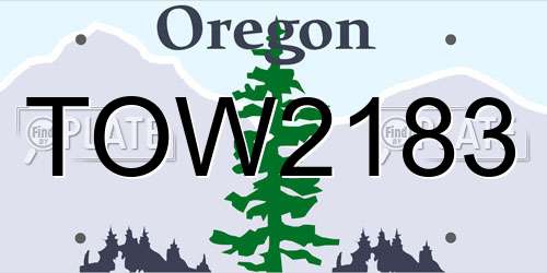TOW2183 Oregon License Plate