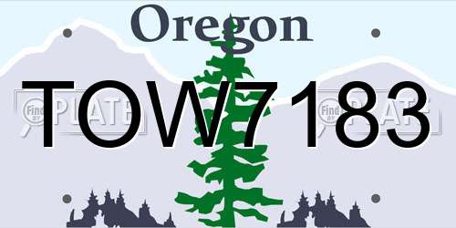 TOW7183 Oregon License Plate