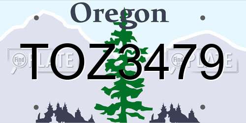TOZ3479 Oregon License Plate