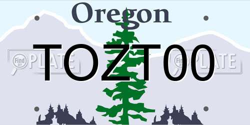TOZT00 Oregon License Plate