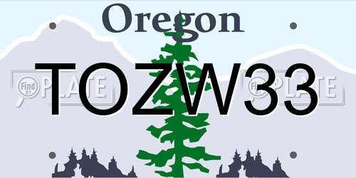 TOZW33 Oregon License Plate