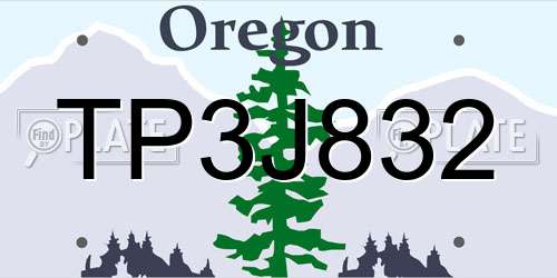 TP3J832 Oregon License Plate
