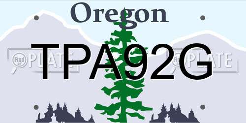 TPA92G Oregon License Plate