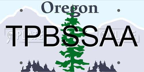 TPBSSAA Oregon License Plate