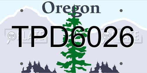 TPD6026 Oregon License Plate