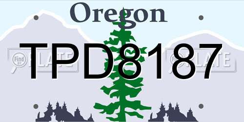 TPD8187 Oregon License Plate