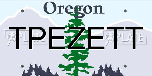 TPEZETT Oregon License Plate