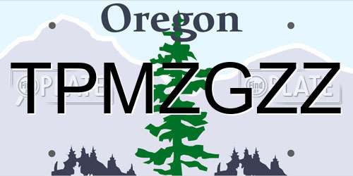 TPMZGZZ Oregon License Plate