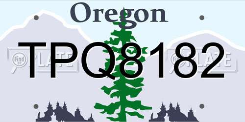 TPQ8182 Oregon License Plate