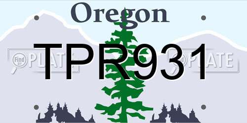 TPR931 Oregon License Plate
