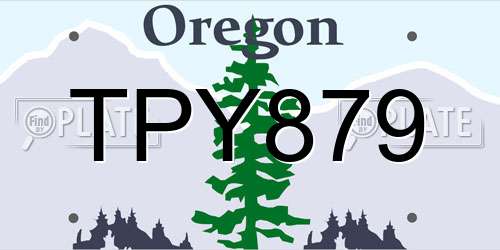 TPY879 Oregon License Plate