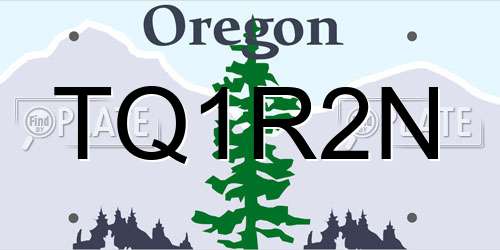 TQ1R2N Oregon License Plate