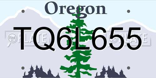 TQ6L655 Oregon License Plate
