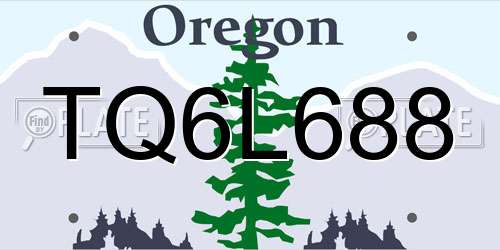 TQ6L688 Oregon License Plate